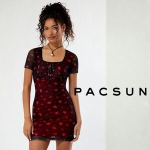 Pacsun Daisy Street Square Neck Mesh Mini Dress
